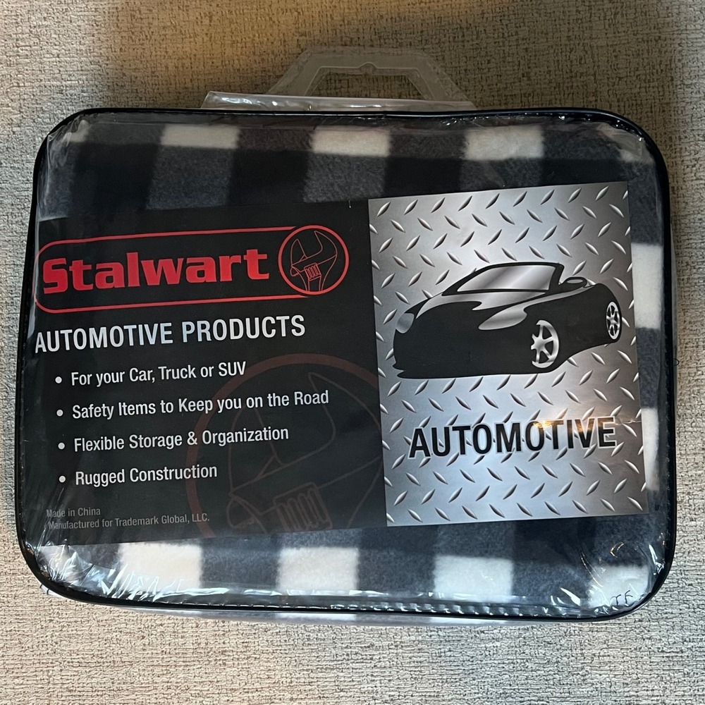 Stalwart Automotive Fleece Travel Blanket Black White Buffalo Plaid New in Case